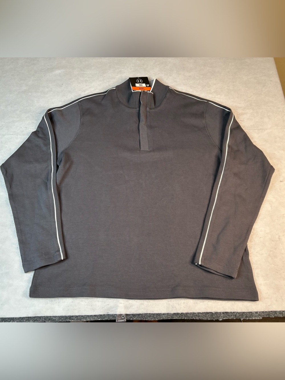 Hathaway Men's Ribbed Knit Sweater 2XL Charcoal Grey Pullover Snap Button